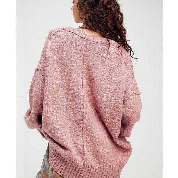 NEW Free People Brookside Tunic Sweater Pink $128 - Picture 2 of 11